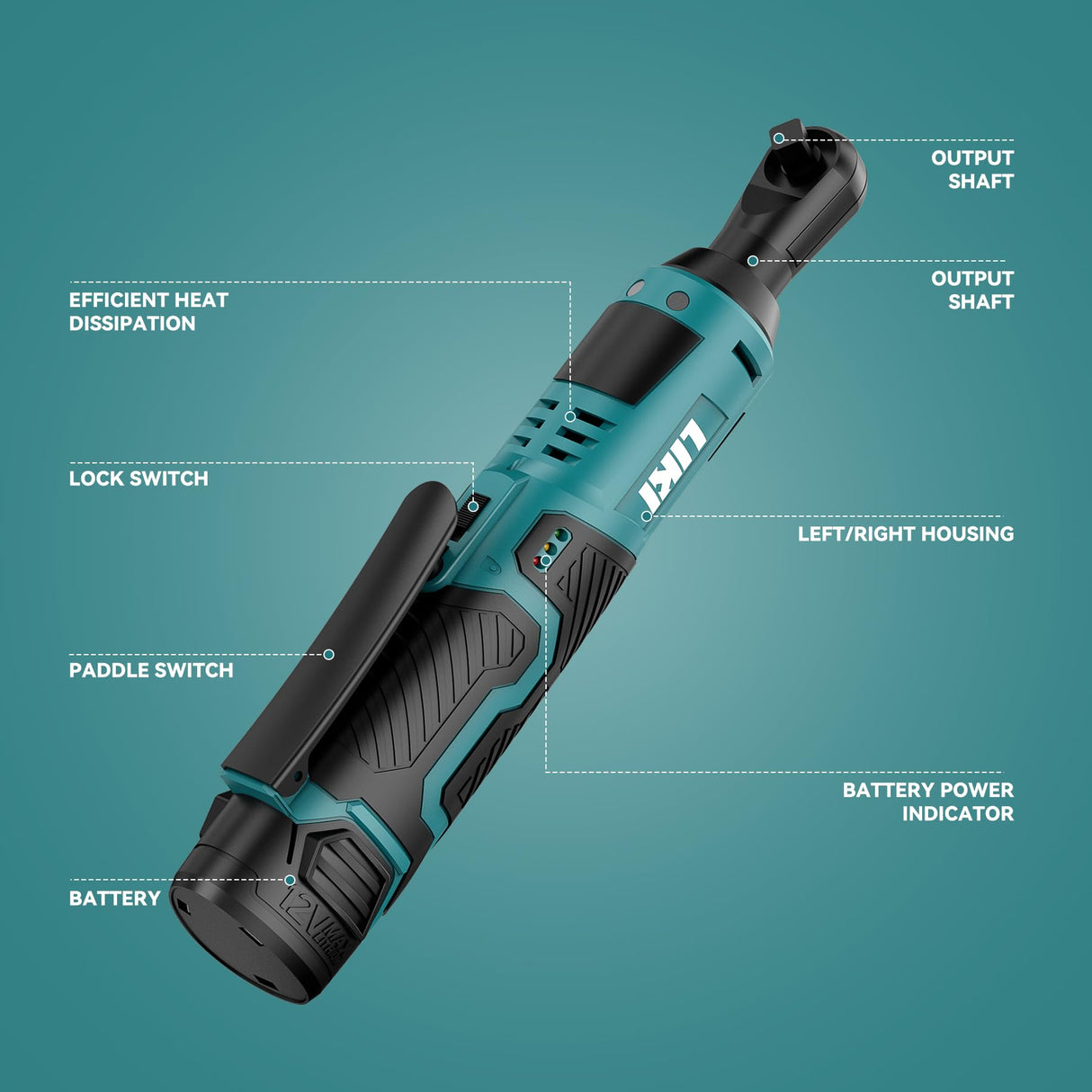 LIKI Cordless Electric Ratchet Wrench Set, 3/8" 12V Cordless Ratchet Kit,2 Packs of Lithium-ion Batteries and Chargers, 8 Sockets LIKI