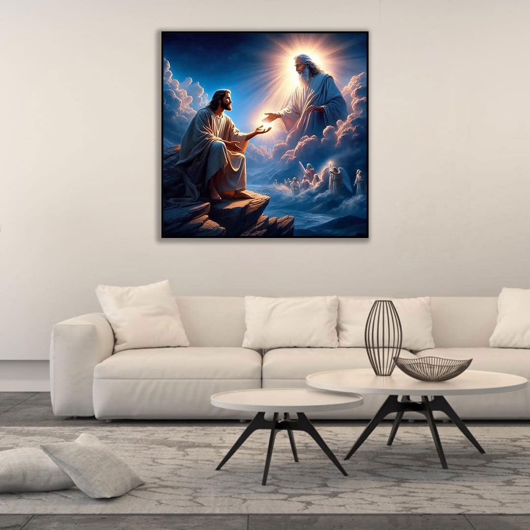 CHWGLFGG Jesus 5D Diamond Art Kits for Adults Beginners,DIY Full Round Drill Diamond Painting Kits Inspiring Faith,Paint by Diamonds Dot Gem Art Crystal God Easy,Home Wall Decor 13.7X 13.7Inch. CHWGLFGG