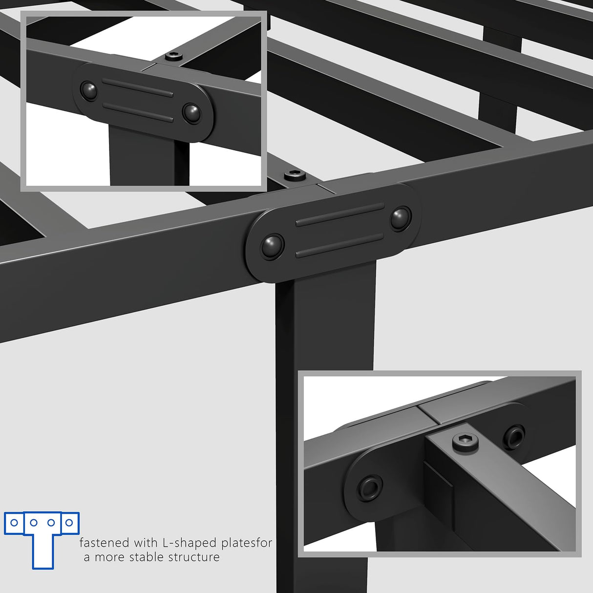 zizin Twin Size Metal Bed Frame with Headboard & Footboard 14 Inch Metal Platform Mattress Foundation Support with Steel Slat, Under Bed Storage, No Box Spring Needed zizin