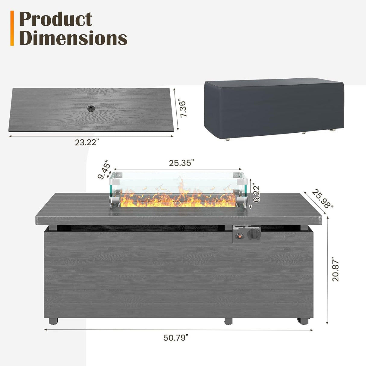 Sundale Outdoor 5 Pieces Metal Patio Furniture Set with Fire Pit Table, Outdoor Sectional Sofa w/6 Inch Olefin Cushion, Modern Outdoor Conversation Sets Sundale Outdoor