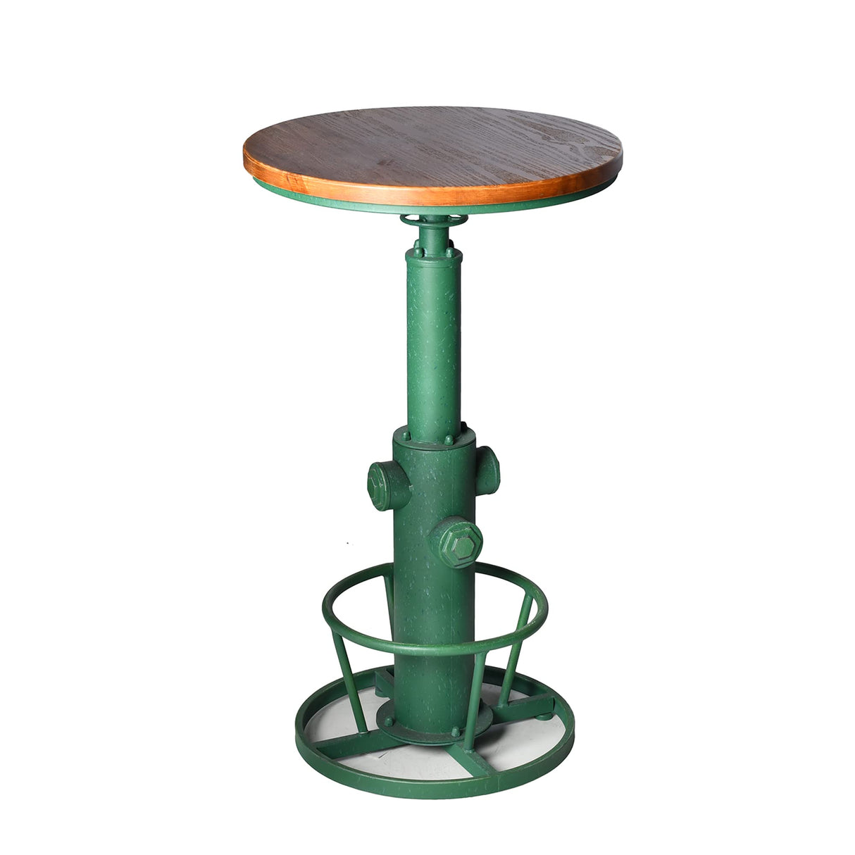 Topower 3 Piece Pub Bar Set Retro Round Bar Table and Stools for 2 Height Adjustable Pub Desk and Stools Match Bar Height and Counter Barstool Antique Green(1 Table + 2 Chairs) Topower