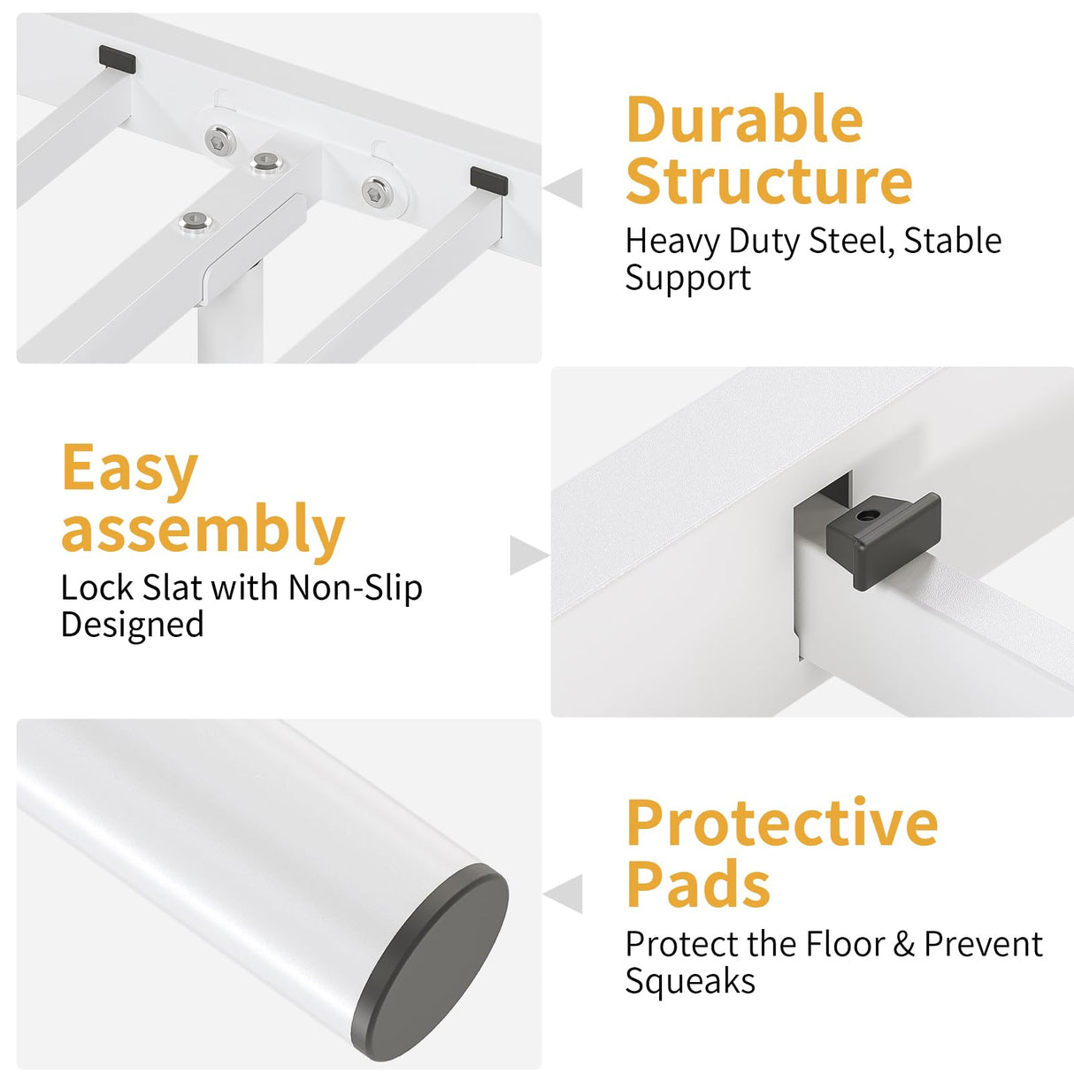 Elephance Twin Bed Frame with Upholstered Headboard Metal Platform Bed with 11.2 Inchs Storage Space Button Tufted No Box Spring Needed Easy Assembly,White Elephance
