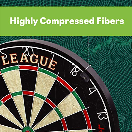 Viper League Regulation Bristle Steel Tip Dartboard Set with Staple-Free Bullseye, Galvanized Metal Thin Radial Spider Wire; High-Grade Compressed Sisal Board with Rotating Number Ring Extending Life Viper