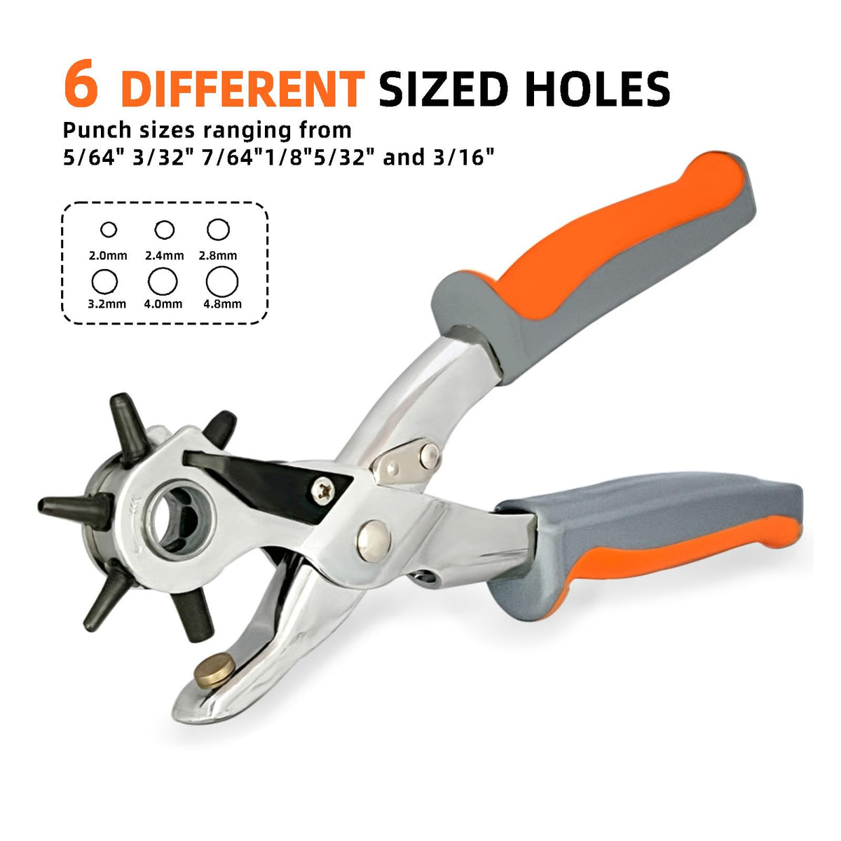 Leather Hole Punch, BILLION GOLD Heavy-Duty Belt Hole Puncher, Multi Sizes Hole Punch Tool for Leather, Belt, Watch Straps, Saddle, Cards BILLION GOLD