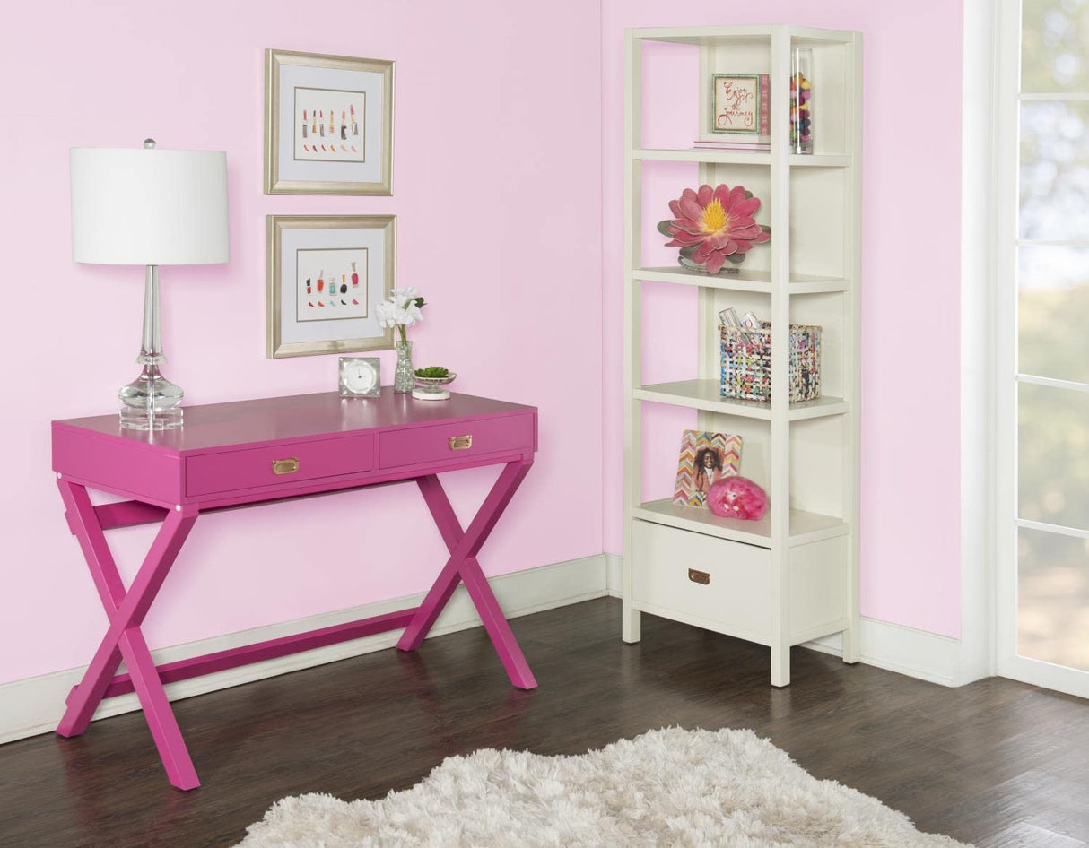 Linon PG138RSP01U Linon Home Decor Peggy Raspberry Pink Writing Desk Desk, Raspberry Pink, 44"W x 20"D x 30"H Linon