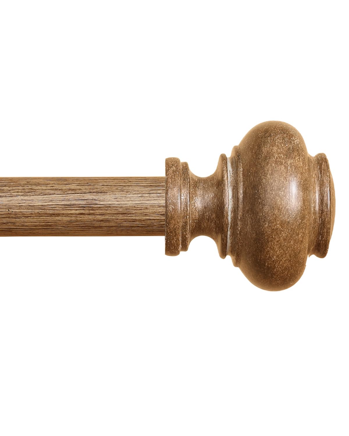 Wood Curtain Rods for Windows 48 to 84 Inch, 1 Inch Heavy Duty Curtain Rods with Imitation Wood Grain Finials, Boho Adjustable Drapery Rods, Farmhouse Rustic Single Window Curtains Rods HIQTEK