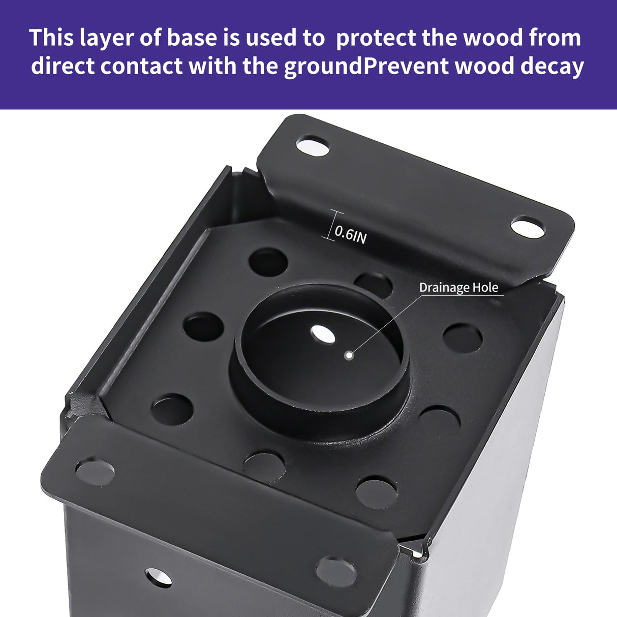 Nrspp 4x4 Post Base 4 Pcs,(Inner Size3.5"x3.5")Wood Fence Pergola Post Bracket , Black Powder Coated Post Anchor,Deck Post Base Support Base Plate Pergola Brackets Fence Kit Nrspp