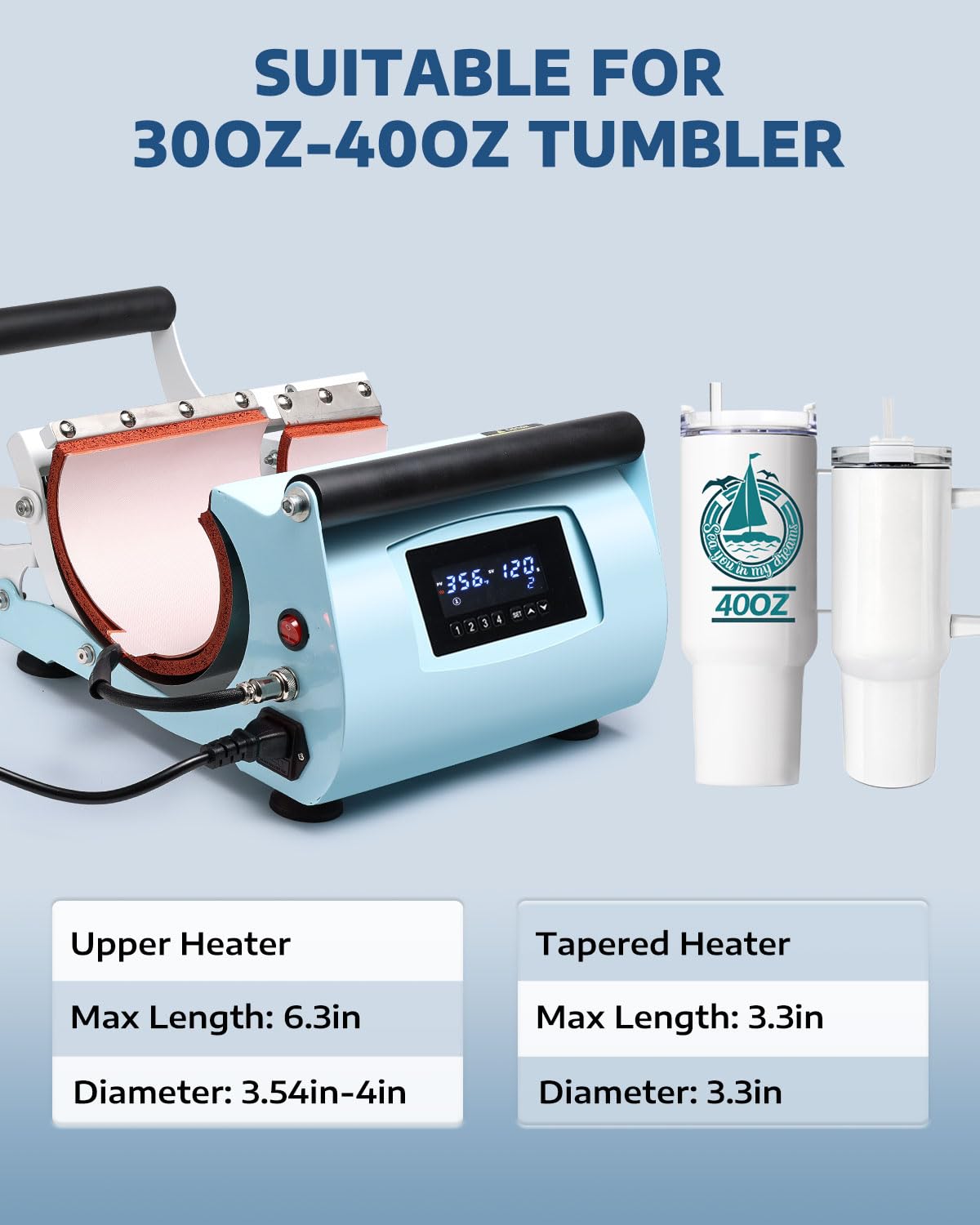 OFFNOVA 2 in 1 Dual 40 OZ Tumbler Heat Press Machine Double Station Combo Mug Heat Press Machine for 30oz 40oz Tumbler Top and Tapered Bottom Full Wrap Sublimation Printing OFFNOVA