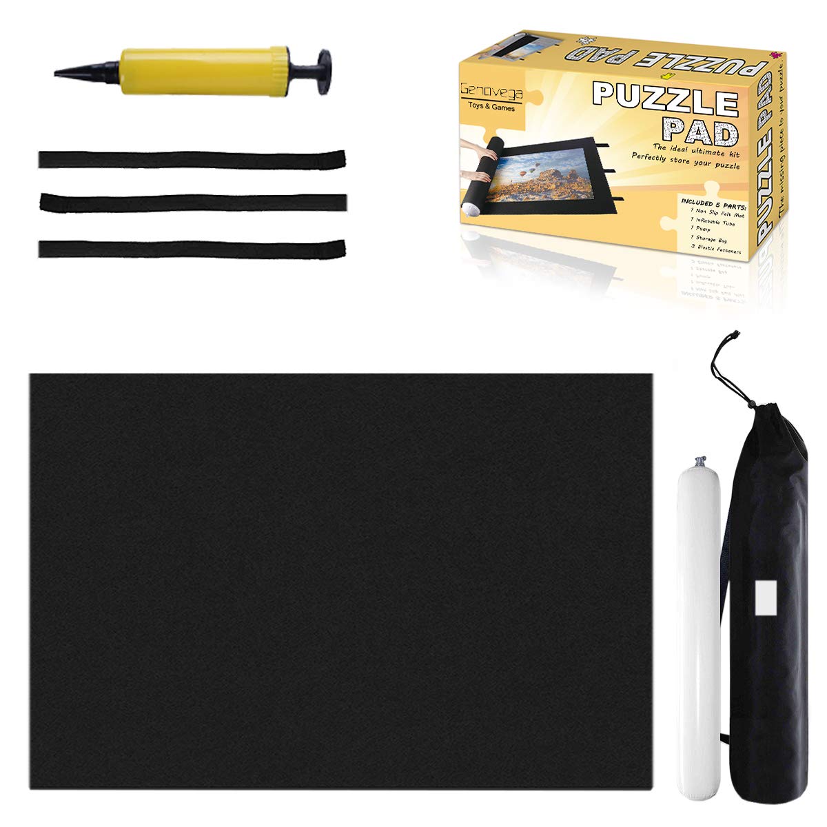 Jigsaw Puzzle Mat Roll Up - 2000 1500 500 Pieces Saver Large Puzzles Board for Adults Kids, Storage and Transport Premium Pump Puzzle Glue Felt Mat Inflatable Tube Cover Keeper Pad Holder Organizer Genovega