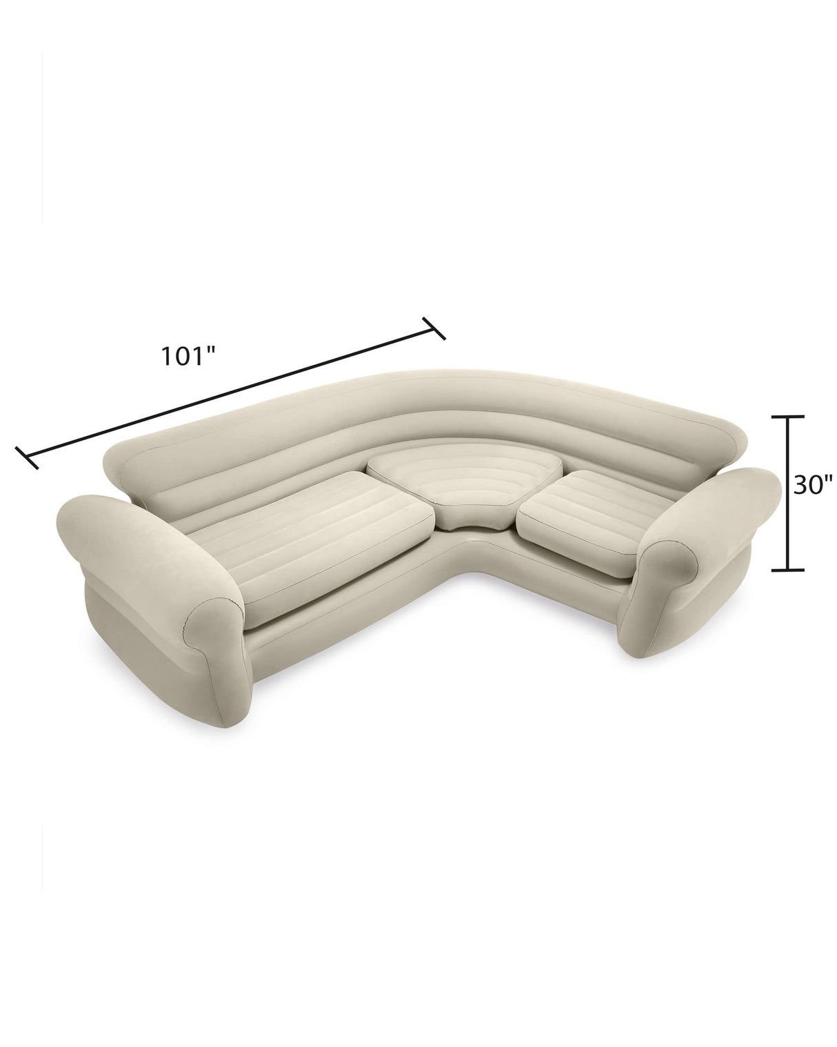 Intex 68575EP Inflatable Corner Sofa: L-Shaped – Indoor Use – 2-in-1 Valve – 880lb Weight Capacity – 101” x 80” x 30” Intex