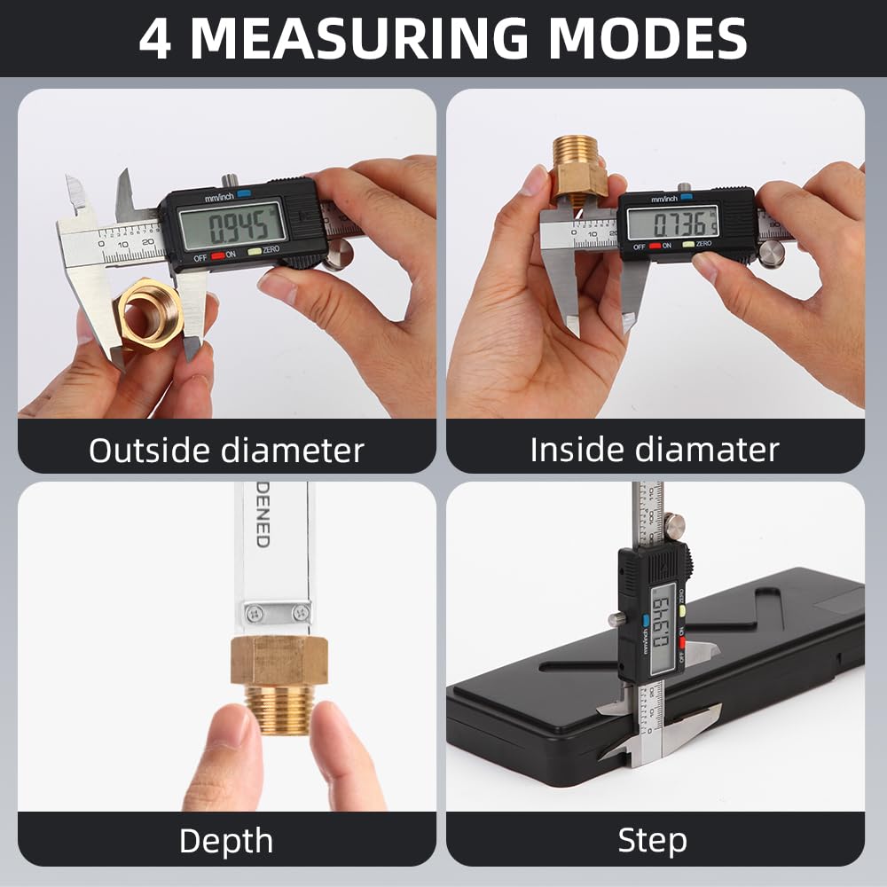 Digital Caliper Measuring Tool, Stainless Steel Vernier Caliper Digital, Micrometer Calipers with Large LCD Screen, Auto-Off Feature, Inch Millimeter Conversion, 6 Inch Caliper Tools for DIY/Household Aurdeayi