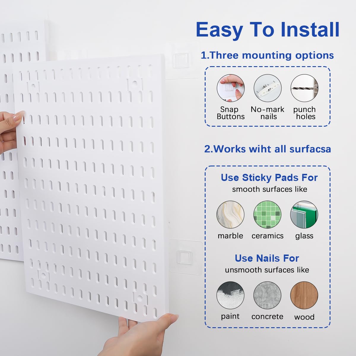 Pegboard Wall Organizer Kit – Heavy Duty 20lbs Load Bearing, Easy Installation, 4 Peg Board Panels 14 Accessories – Multi-Surface Use For Garage, Office, Kitchen & Crafts (White Pegboard,24″×24″) Colville