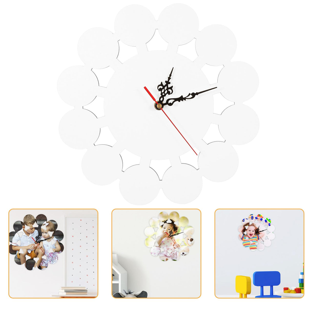 EXCEART Sublimation Wall Clock Wall Hanging Clocks Sublimation Blanks Sublimation Hanging Clocks Make Your own Wall Clock Blank Clock DIY Non-Ticking Wall Clocks Puzzle Child Round EXCEART