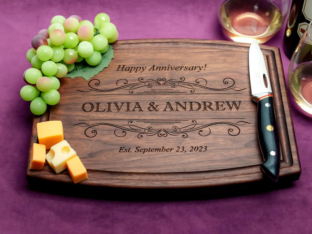 Straga Personalized Cutting Boards | Handmade Wood Engraved Charcuterie | Custom Wedding, Anniversary, Housewarming Gift for Newlyweds Straga