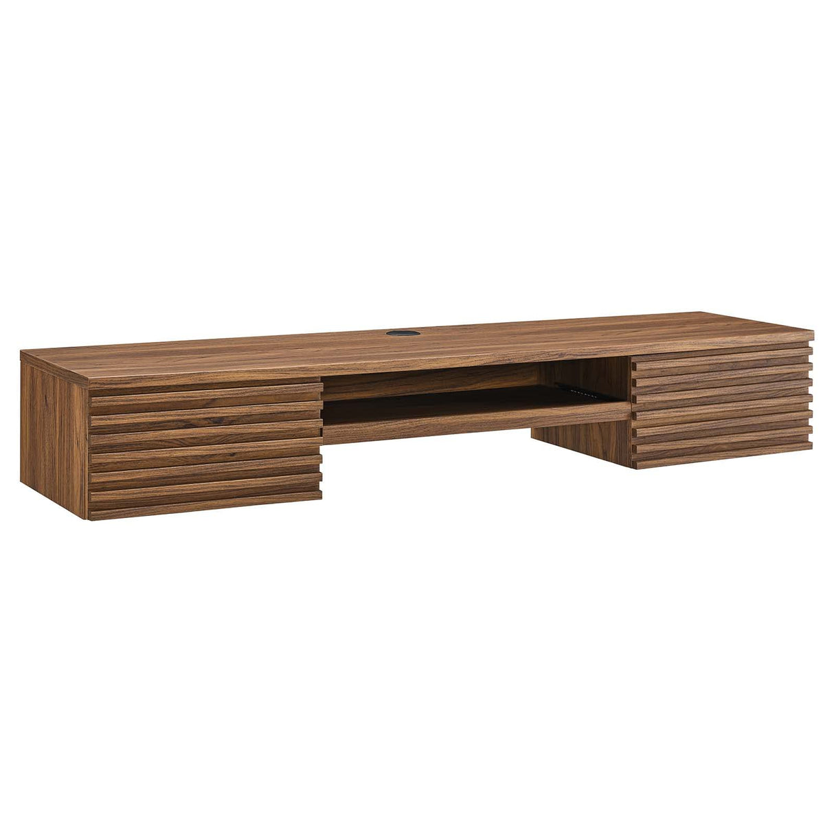 Modway Render Mid-Century Modern, Wall Mount Office Desk, Walnut Modway