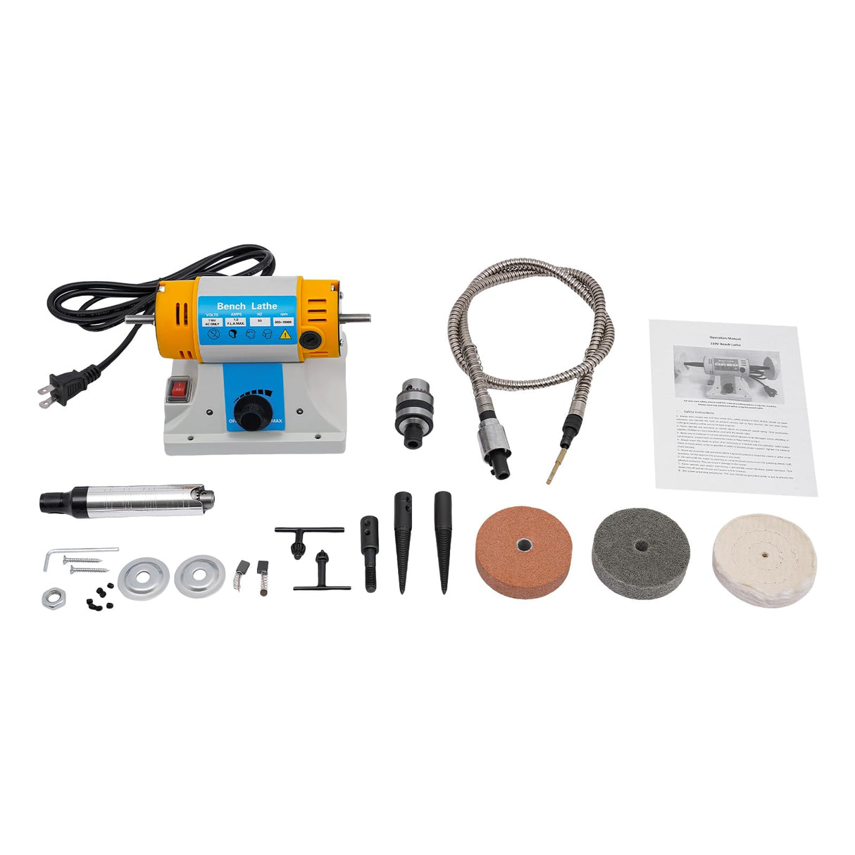 Multi-Function 110V Bench Buffer Polisher Machine Adjustable Variable Speed Bench Grinder Polishing & Buffing Machine for Wood, Amber, Metal, Jade TTeralmon