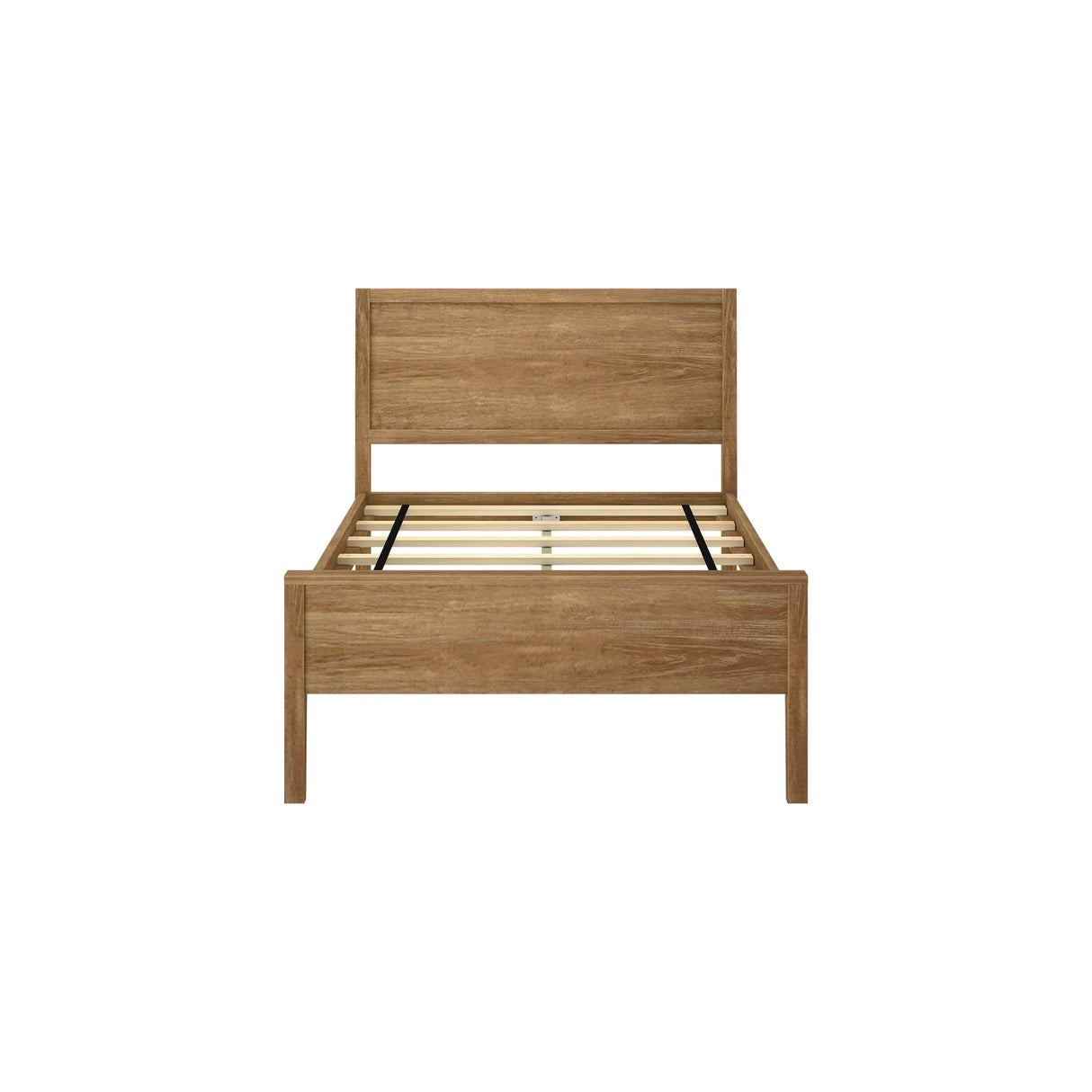 Max & Lily Twin Bed, Solid Wood Twin Bed Frame with Panel Headboard, Kids Twin Bed with Wood Slat Support, No Box Spring Needed, Pecan Max & Lily