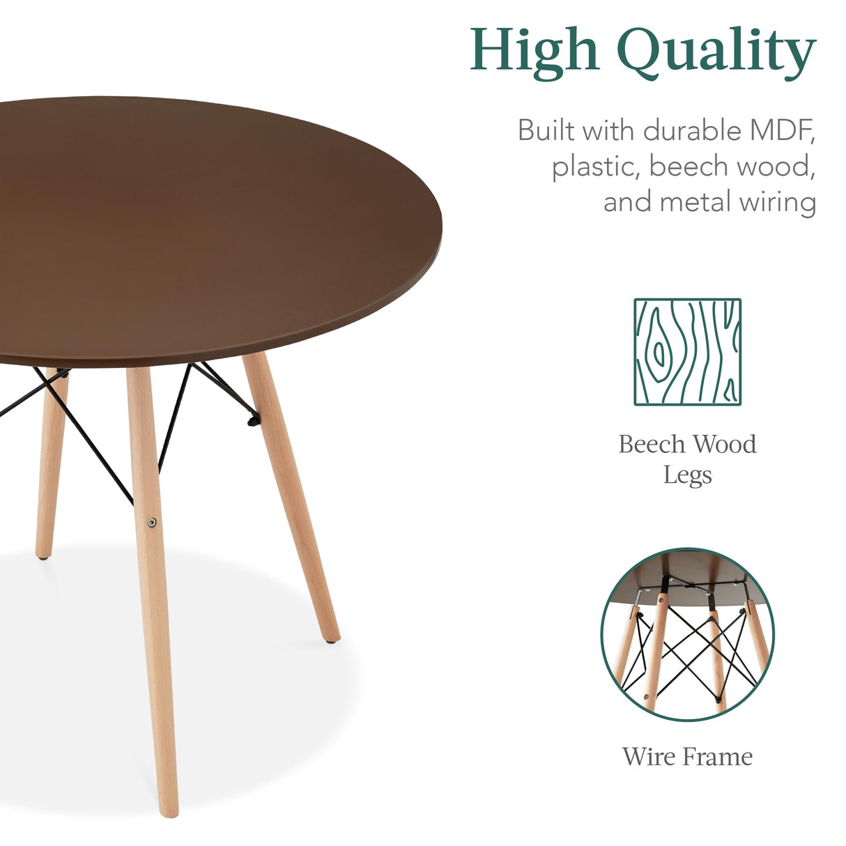 Best Choice Products 5-Piece Dining Set, Compact Mid-Century Modern Table & Chair Set for Home, Apartment w/ 4 Chairs, Plastic Seats, Wooden Legs, Metal Frame - Brown/Oak Best Choice Products