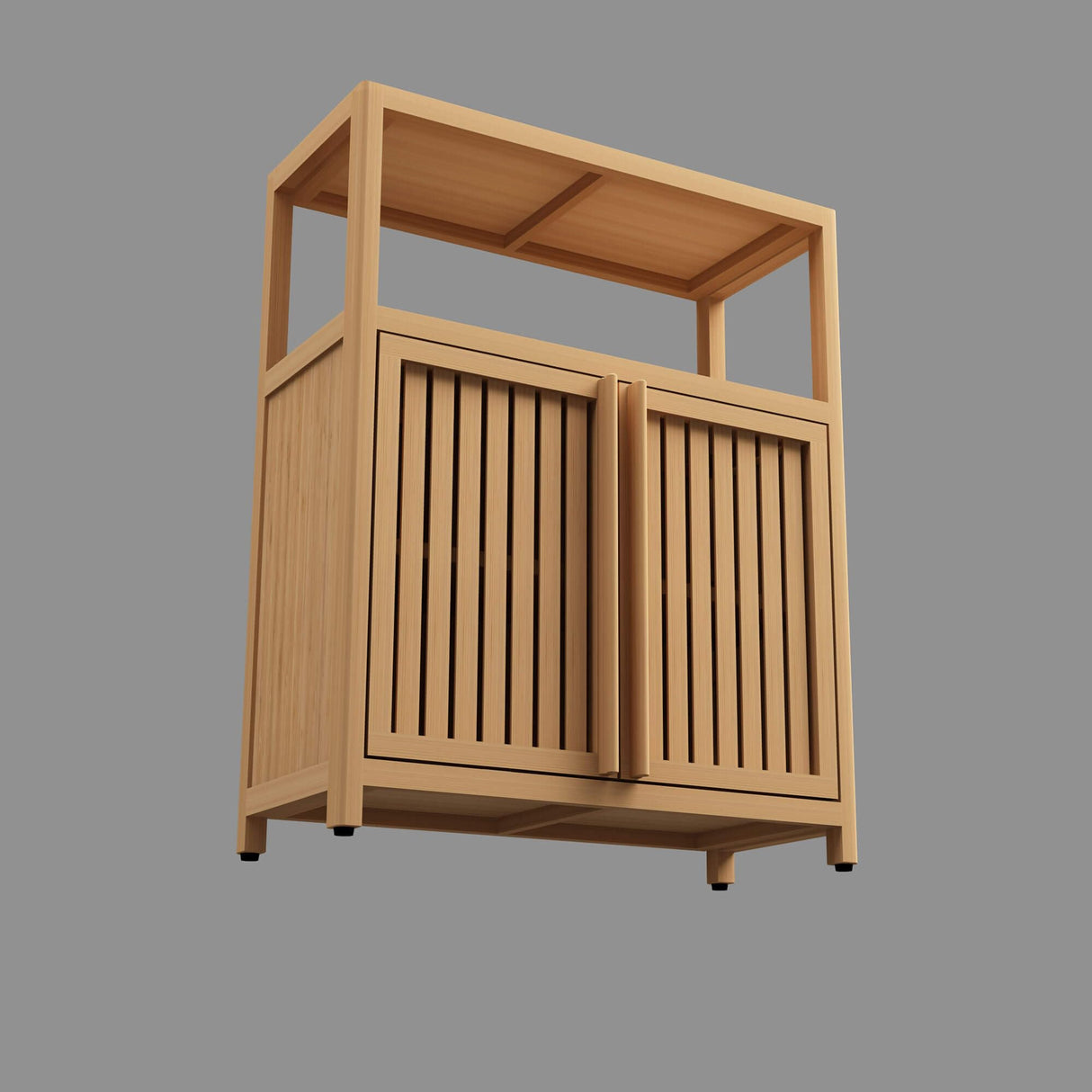 Xmatch Large Capacity Bamboo Bathroom Storage Cabinet with Open Shelf and 2 Doors Xmatch