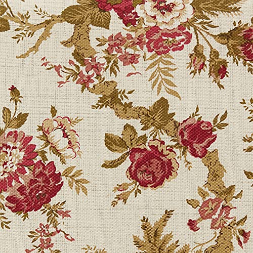 Waverly Norfolk 4-Piece 100% Cotton Comforter Set - King Red Floral Prints, with 2 Shams & 1 Bedskirt Waverly