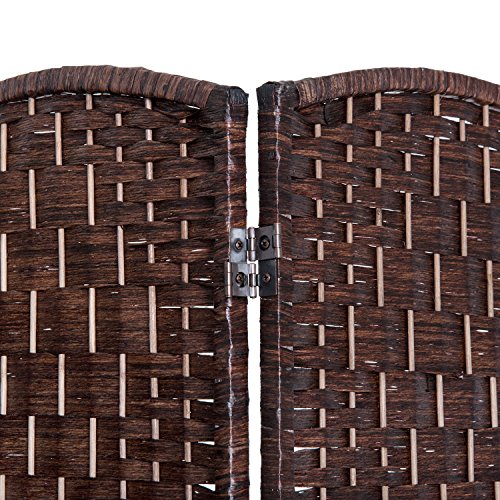 HOMCOM Room Divider, 4 Panel Folding Privacy Screen, 6FT Tall Portable Wicker Weave Partition Wall Divider for Bedroom, Home Office, Brown HOMCOM
