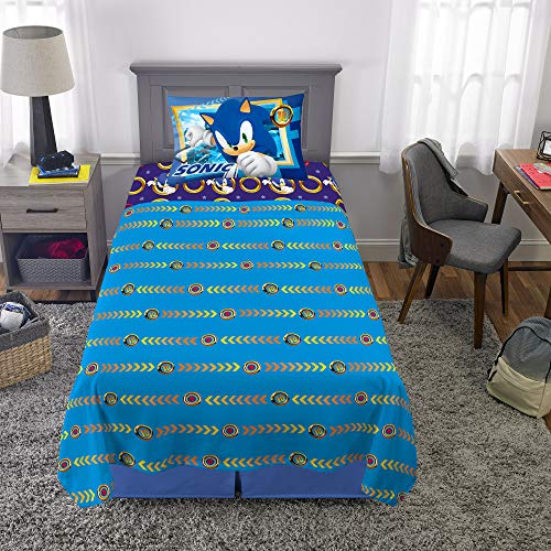 Franco Kids Bedding Super Soft Microfiber Sheet Set, Twin, Sonic The Hedgehog, Anime Franco