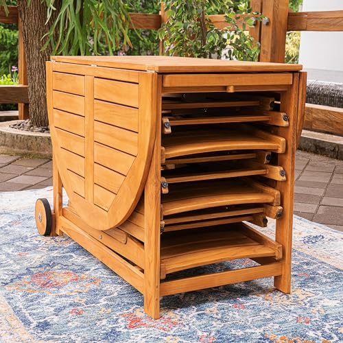 Cambridge Casual Miami Teak Wood Patio Dining Set with Cast Shale Cushion, Natural Teak/Cast Shale Cambridge Casual