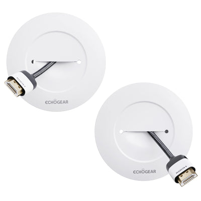 ECHOGEAR TV Cord Hider for Wall Mounted TV - Cable Management Kit Hides TV Wires - Includes 2 Pass Throughs, Locking Brackets, and Hole Saw Drill Attachment (White)