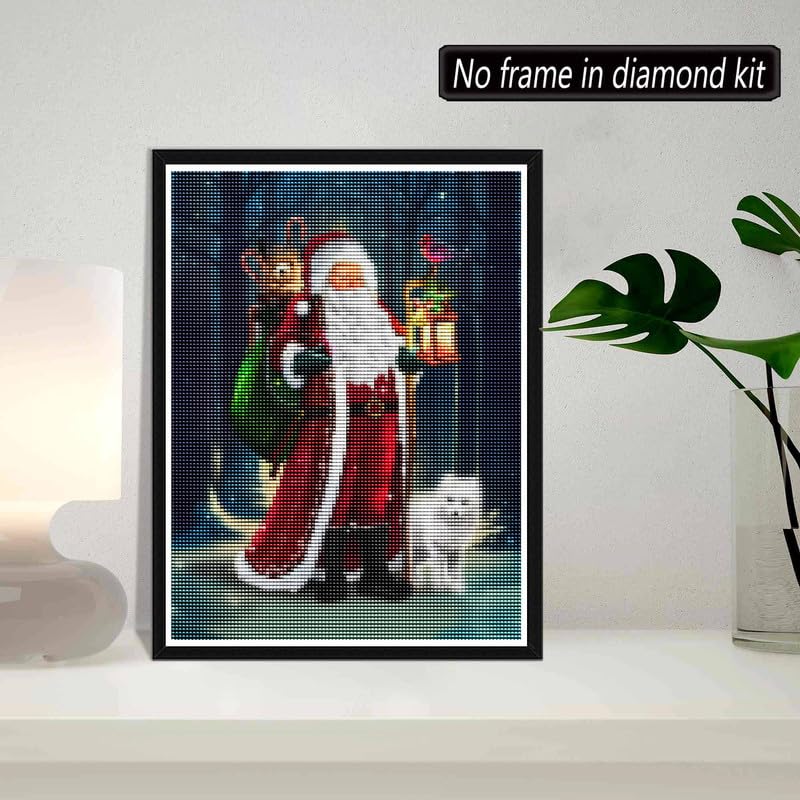 SKRYUIE 5D Santa Claus Diamond Painting Kits - DIY Diamond Art Kits for Adults Christmas, Full Round Drill - Crystal Cross Stitch - Adults Craft for Wall & Office Decor - 12x16 inch SKRYUIE