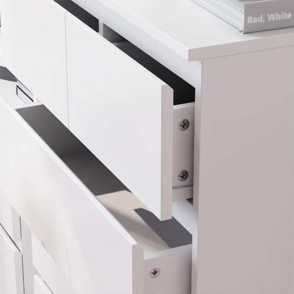 FOTOSOK 7 Drawer Dresser, White Dresser Tall Dresser, 23.6W x 15.7D x 46.7H in White Chest of Drawers with Large Storage Space for Home FOTOSOK