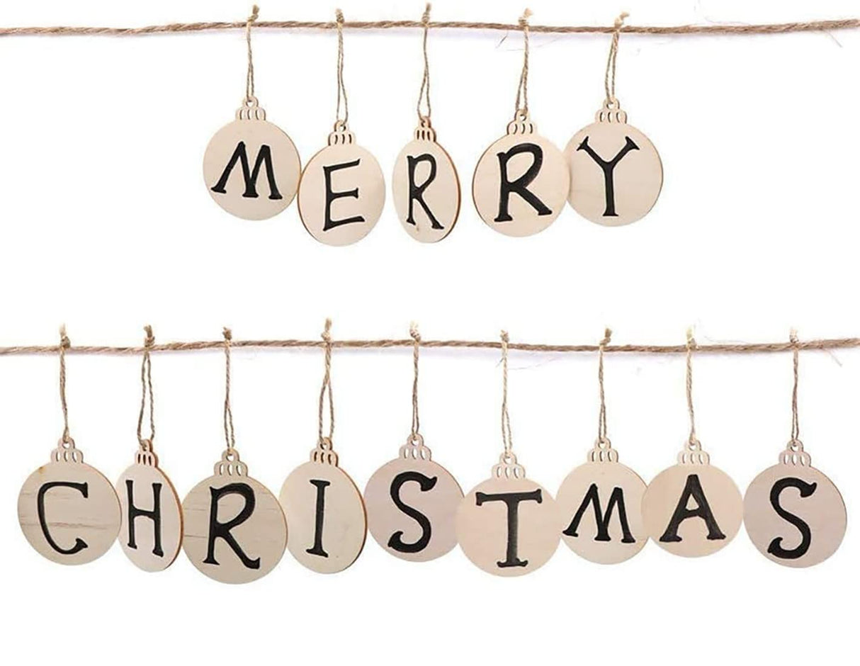 60Pcs Wood Slices,3.5" Wooden Christmas Ornaments,Unfinished Predrilled Wood Circles for Crafts Centerpieces,DIY Round Wooden Discs Hanging Decorations (3.5 Inches-60) KOOCHOICE