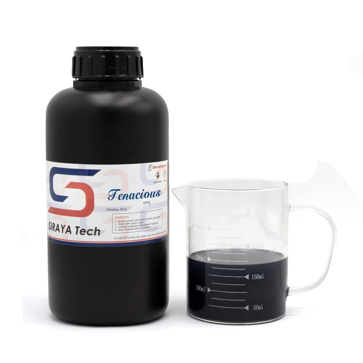 Siraya Tech Tenacious 3D Printer Resin Flexible 405nm UV-Curing Resin with High Impact Resistance Standard Photopolymer Resin for LCD DLP 3D Printing and 8K Capable (1kg, Obsidian Black) Siraya Tech