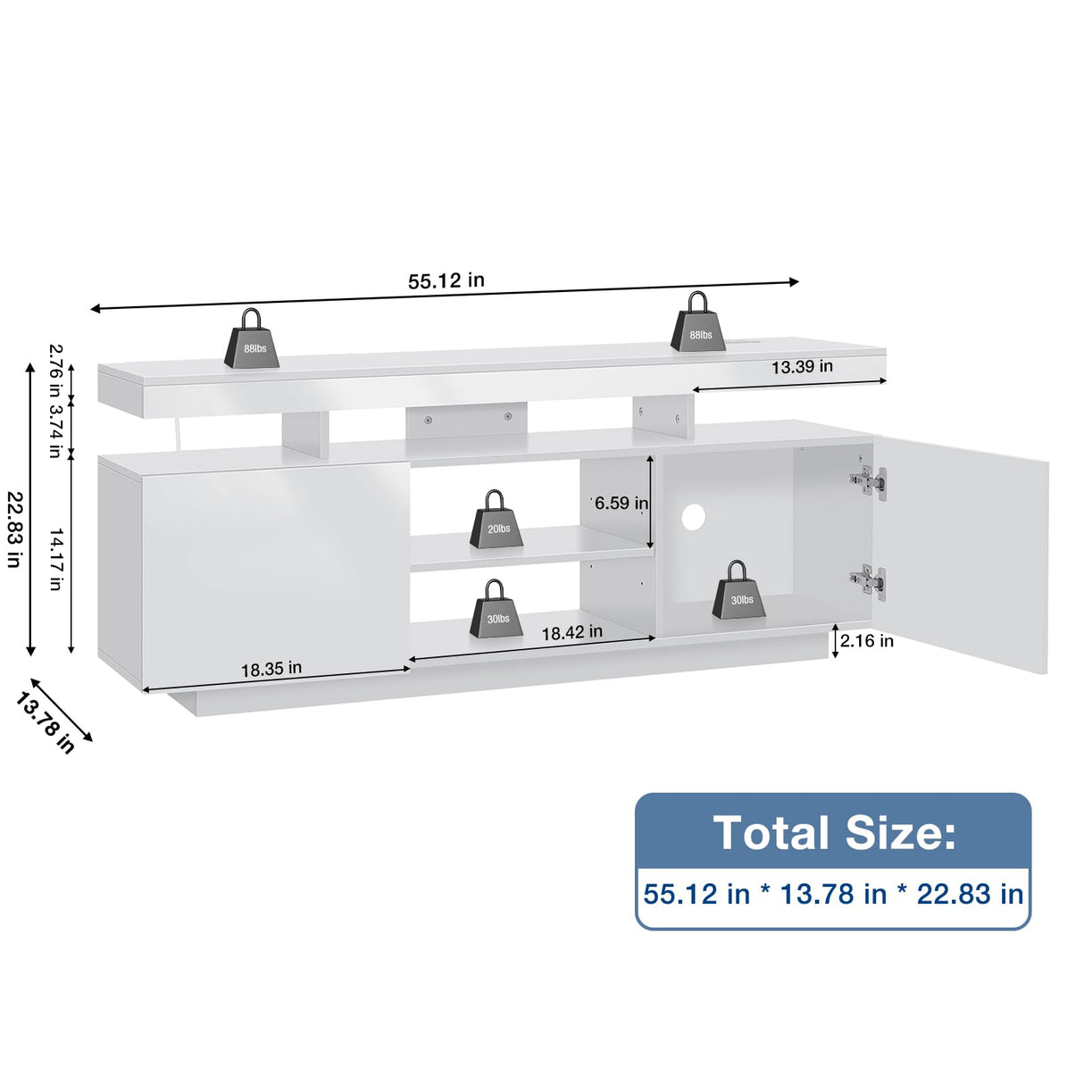 HOMMPA LED Lift Top Coffee Table and TV Stand Set of 2,Modern LED Entertainment Center with Power Outlets for up to 65" TV, Coffee Table with Hidden Compartment & 1 Open Shelve & 1 Drawers White HOMMPA