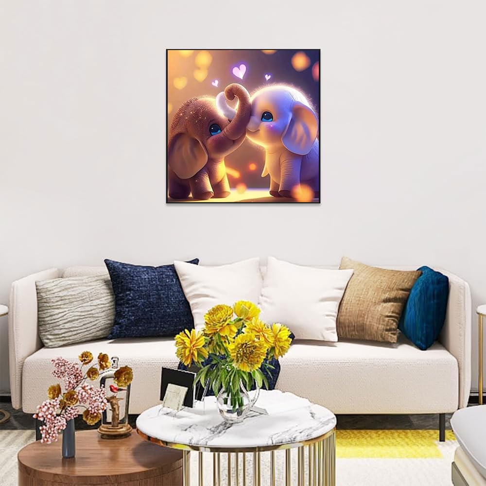 Elephants 5D DIY Diamond Art Kits for Adults,Diamond Art with Full Tools Accessories13.8x13.8 inch,Painting with Round Diamonds for Home Wall Decor Gift(35x35cm) HSENJT