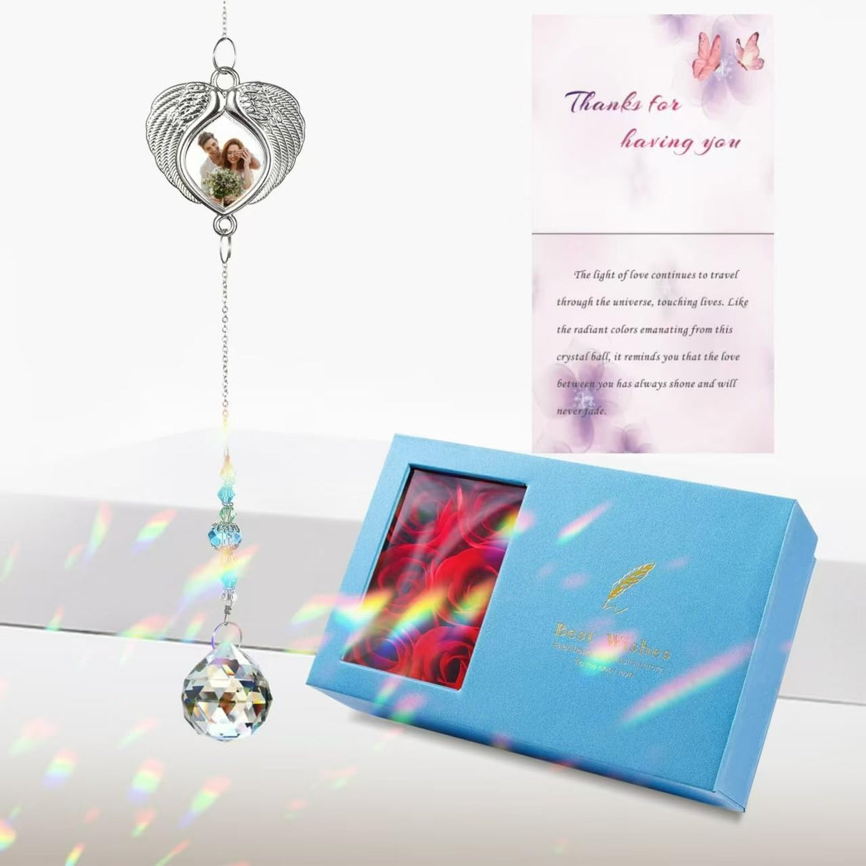 ALLMKPY Memorial Gifts for Lost Loved One Sublimation Photo Ornament Crystal Ball Sun Catcher, in Loving Memory Sympathy Bereavement Grief Funeral Condolence Thanksgiving for Mom Dad Friend ALLMKPY