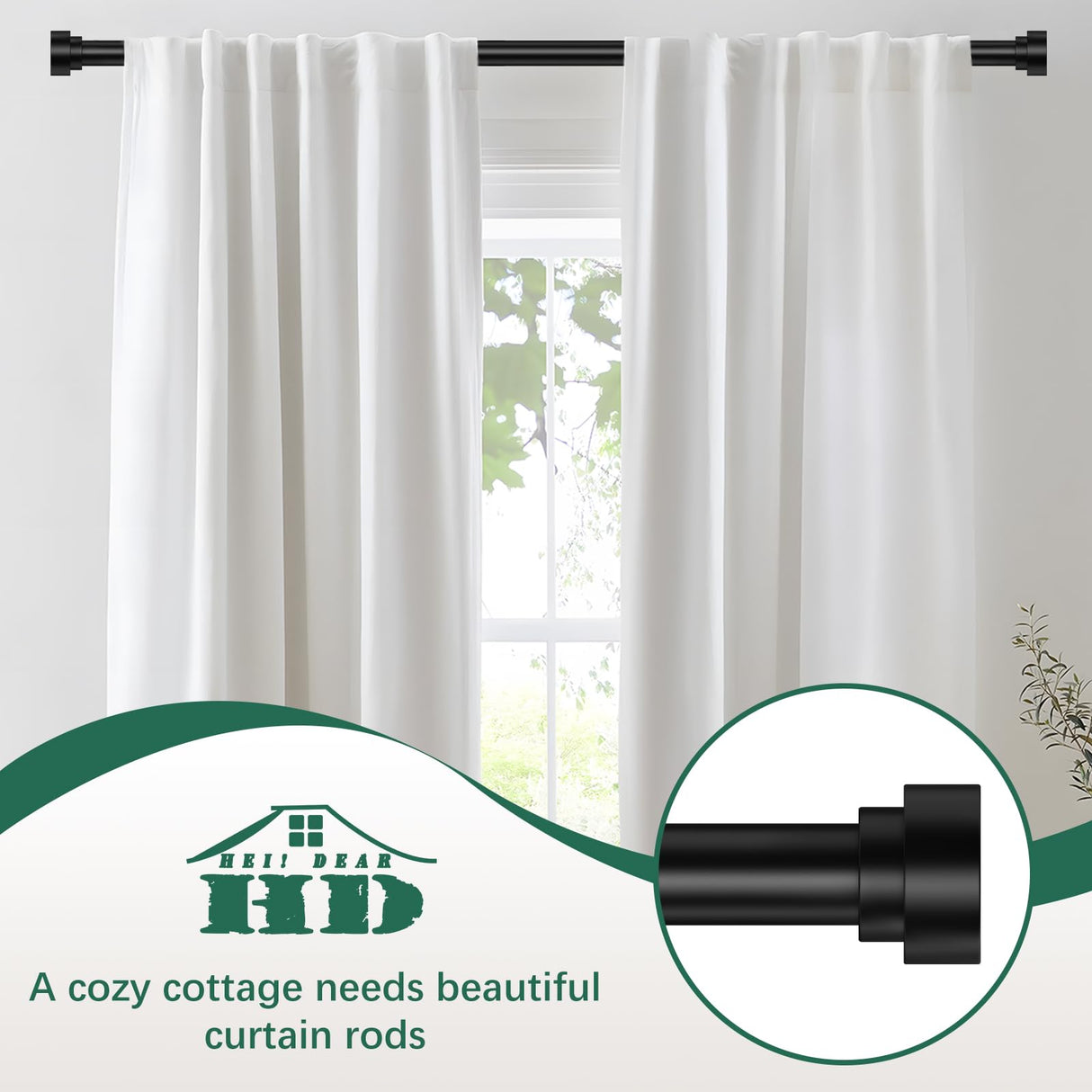 Extra Long Curtain Rods 120 to 170 Inch(10-14ft),1Inch Black Adjustable Extra Long Curtain Rod,Heavy Duty Decorative Window Curtains Rods for Bedroom,Long Curtain Rods 120-170 hei! dear