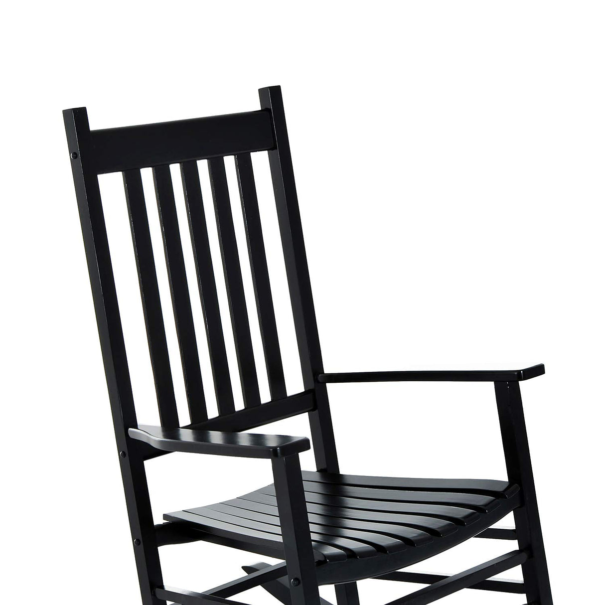 Outsunny Outdoor Rocking Chair, Wooden Rocking Patio Chairs with Rustic High Back, Slatted Seat and Backrest for Indoor, Backyard, Garden, Black Outsunny