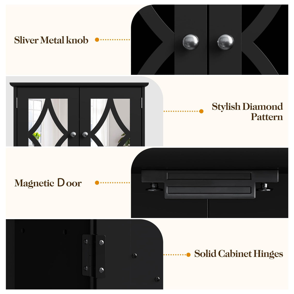 RoyalCraft 22x25 Bathroom Medicine Cabinet with Mirror, Large Wood Wall Mounted Storage Cabinet with Shelves and Towel Bar, Over The Toilet Storage Cabinet for Bathroom, Laundry, Living Room, Black RoyalCraft