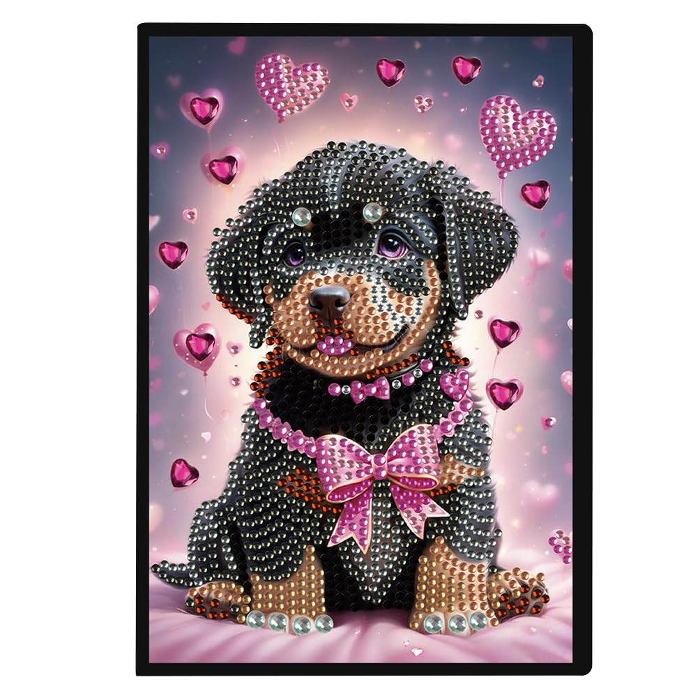 Puppy 5D Diamond Painting Notebook Art Kits for Adults Beginners Diamond Painting Sketchbook Dots Art Journal with Lined Pages Accessories Gift Box A5 Leather Crafts Projects Generic