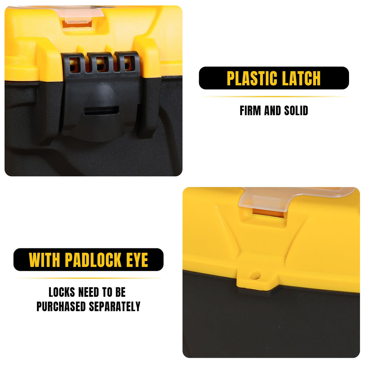 Torin 15.5" Plastic Storage Tool Box with Removable Tray,Small Toolbox Organizer With Screw Box, Black/Yellow ATRJH-3015T Torin