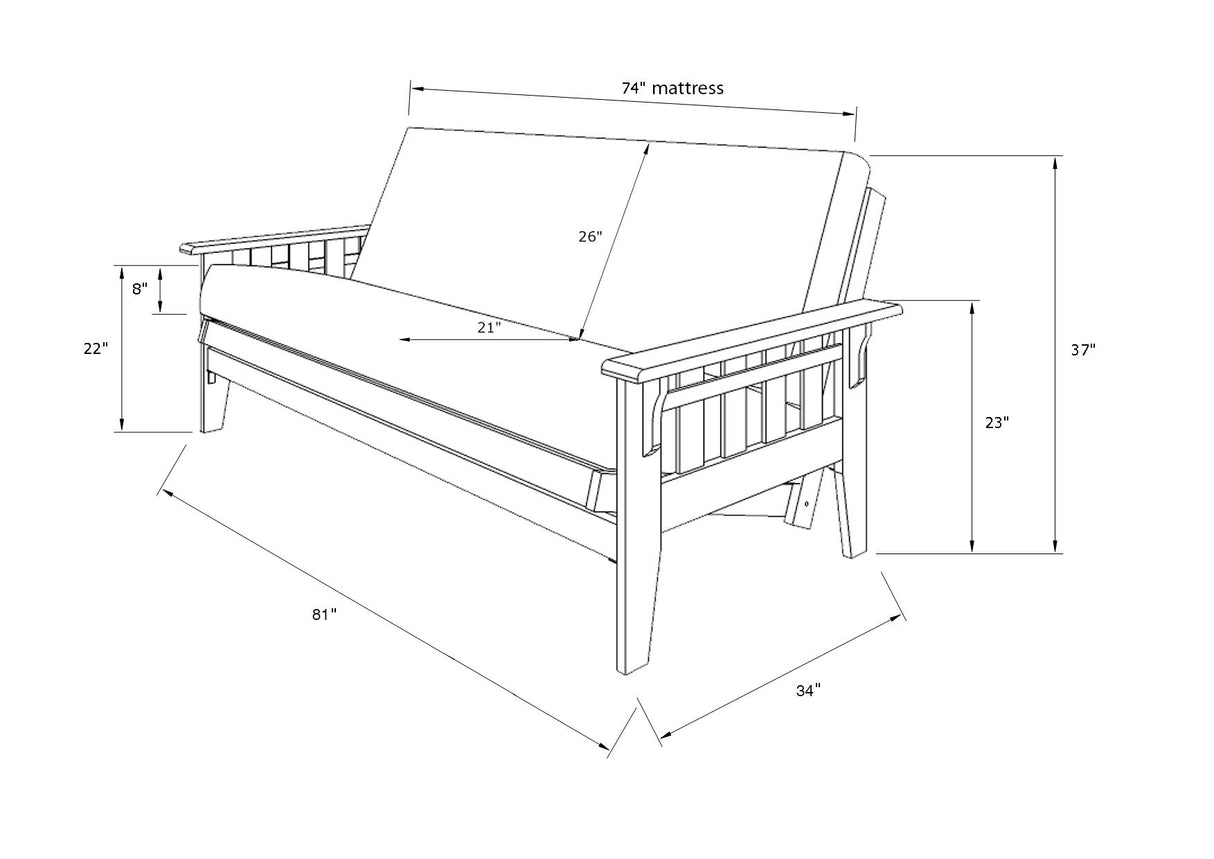 Kodiak Furniture Tucson Full Size Futon Set in Rustic Walnut Finish, Suede Black Kodiak Furniture