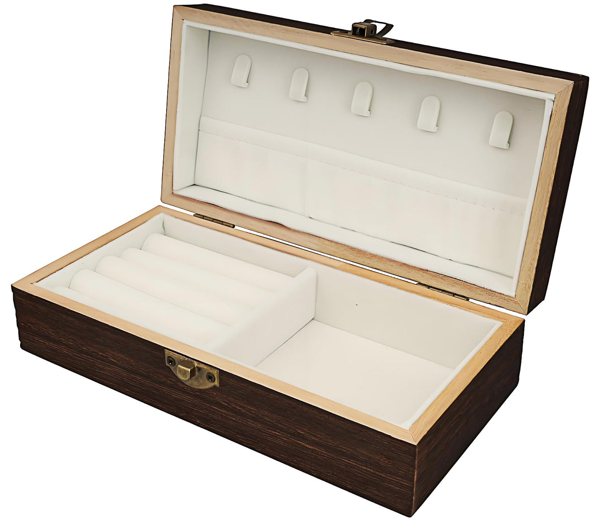 Handmade Wood Jewelry Box - Stylish Wood Travel Organizer for Women & Men, Unique Gift Ideas for Rings, Earrings, Necklaces & Bracelets, Flame Work Finish (Brown) DBlosp