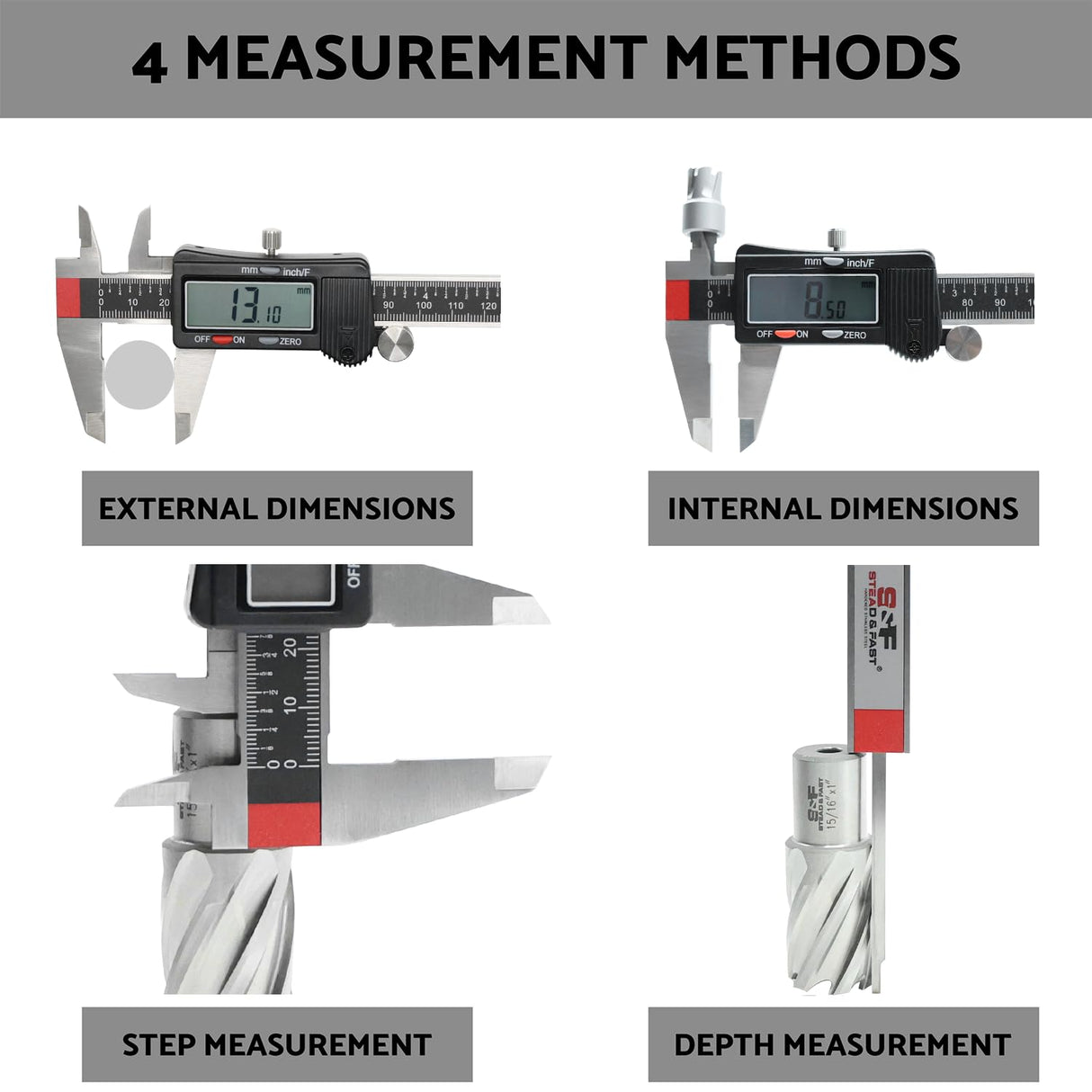 Digital Calipers Measuring Tool 6 inch, Micrometer Caliper Digital, Vernier Caliper Stainless Steel to Measure Inch Fractions Millimeter by S&F STEAD & FAST S&F STEAD & FAST