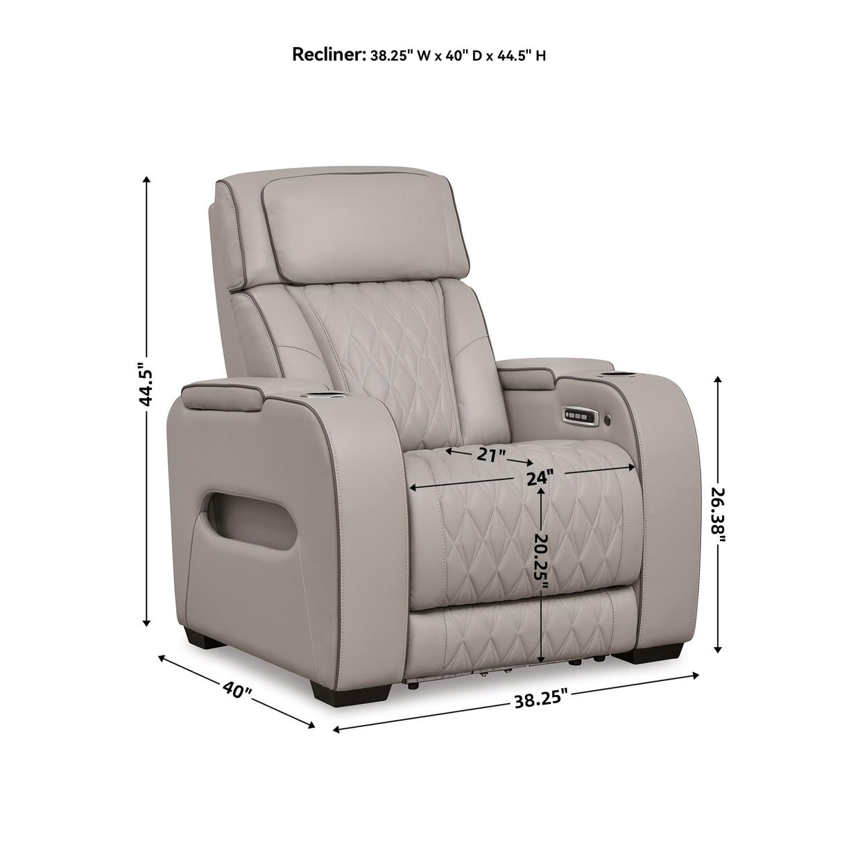 Signature Design by Ashley Boyington Contemporary Leather Match Power Recliner with Adjustable Headrest, Cup Holders, USB Port and Air Massage System, Light Gray Signature Design by Ashley