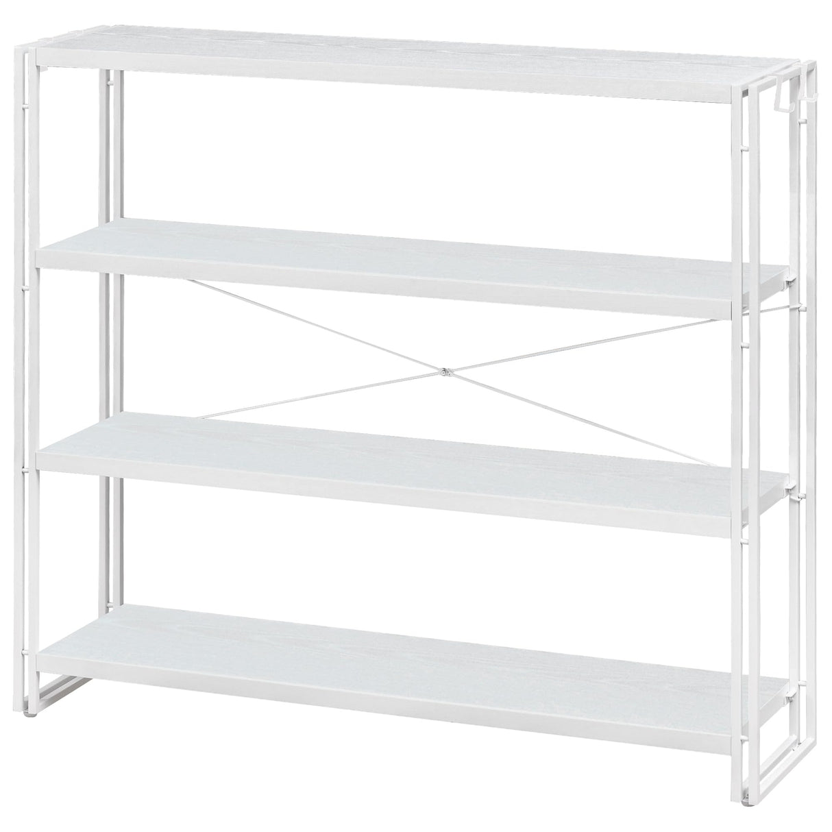 HCHQHS Bookshelf, 4-Tier Industrial Bookcase, White Open Book Shelf, Freestanding Tall Bookshelves with Metal Frame HCHQHS