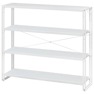 HCHQHS Bookshelf, 4-Tier Industrial Bookcase, White Open Book Shelf, Freestanding Tall Bookshelves with Metal Frame