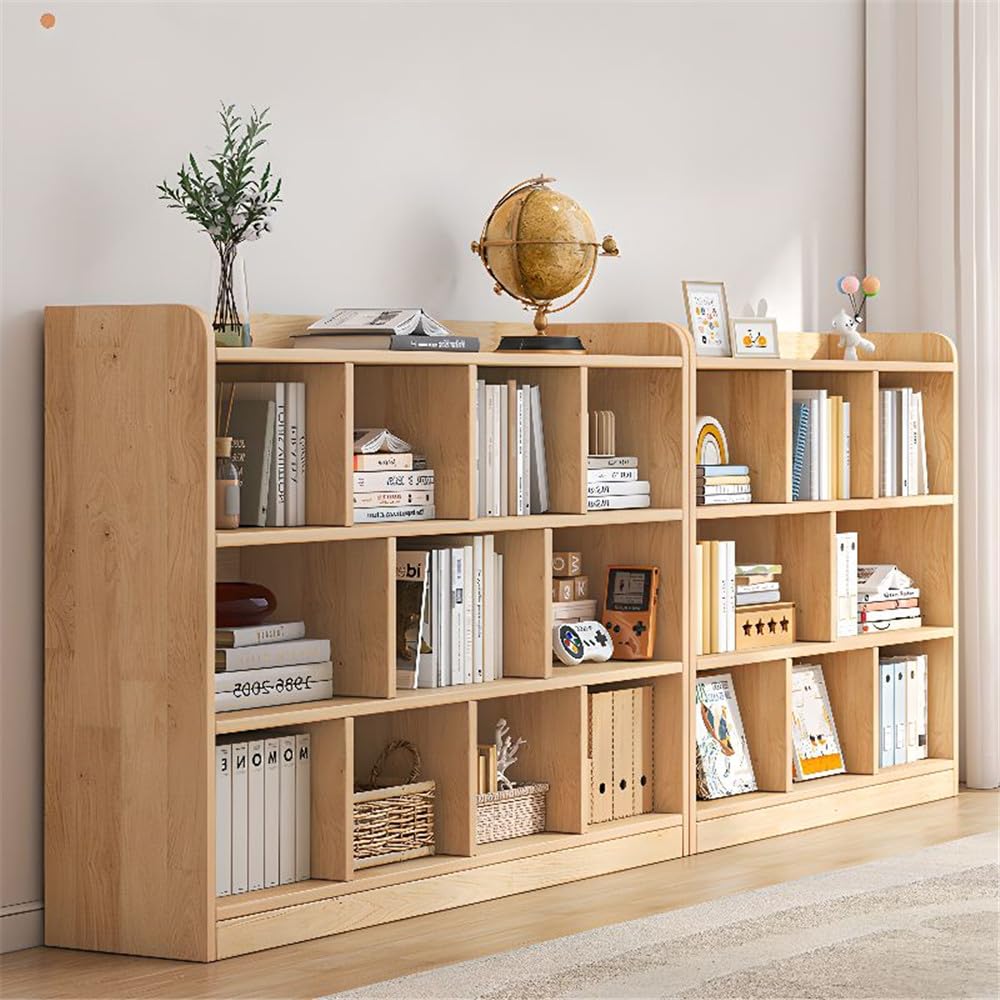 NIUYAO Children's Bookshelf Natural Finish Simplistic Standard Storage Cabinet Vertical Display Shelves FreestandingScratch-Repellent Bookcase Units for Study Office Pantry -39.5" L x 9.5" W x 47" H NIUYAO