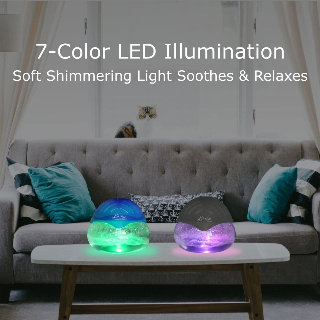 Sirena Twister Air Purifier (Black) - Water Filter Air Washer For Home and Office - Essential Oil Aroma Diffuser With LED Night light - Small Air Cleaner For Smoke and Pets Sirena