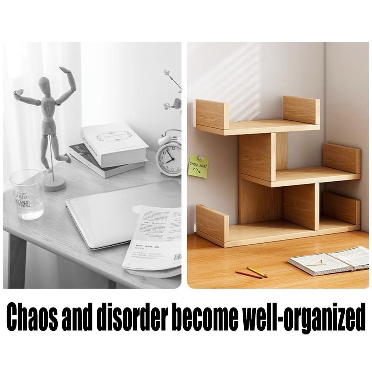 Desktop Bookshelf 3 Tier Tree Bookshelf,Wood Desktop Storage Organizer Multipurpose Bookcase Display for Bedroom, Living Room Office,Study (White) Generic