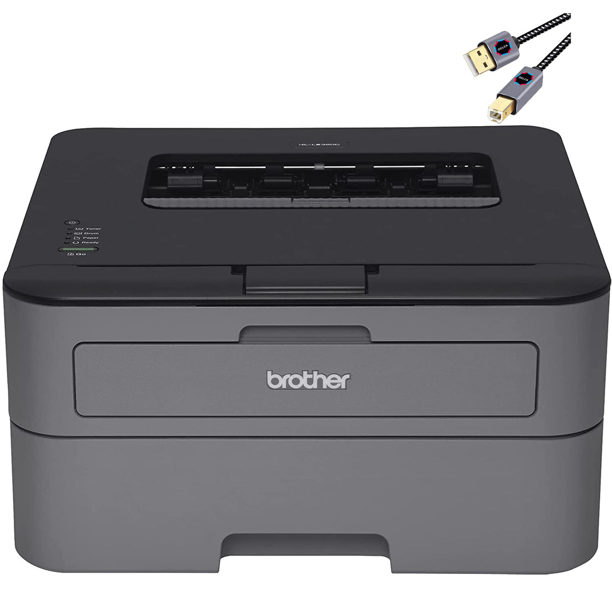Brother L-2300D Series Compact Monochrome Laser Printer I Auto 2-Sided Printing I Up to 26 Pages/min I 250-sheet/tray I 2400 x 600 dpi I 27ppm + Printer Cable Brother